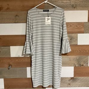 Petrichor Grey/White Striped Dress
